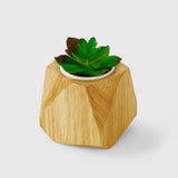 Pot de plante en bois d'hévéa avec insert céramique