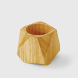 Pot de plante en bois d'hévéa avec insert céramique