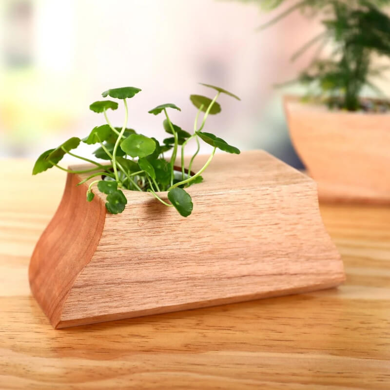 Ensemble 3 pots à plantes en bois avec insert céramique — Bureau & Déco