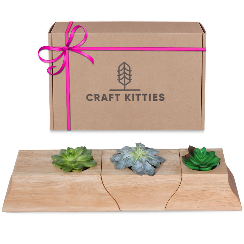 Ensemble 3 pots à plantes en bois avec insert céramique — Bureau & Déco