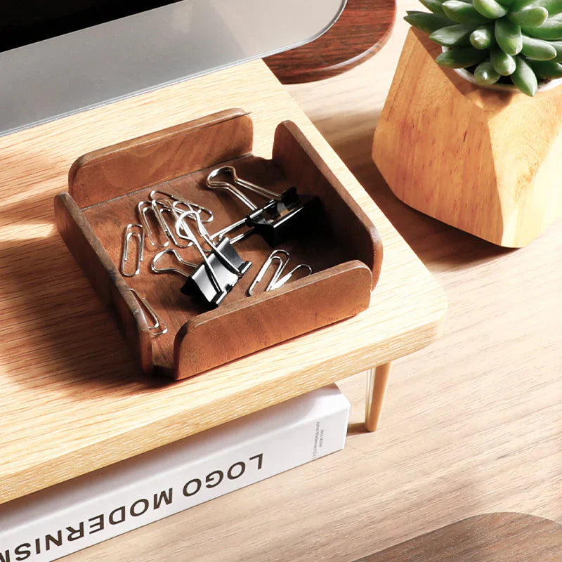 Plateau bureau en bois noyer — vide-poche déco, Le Replié