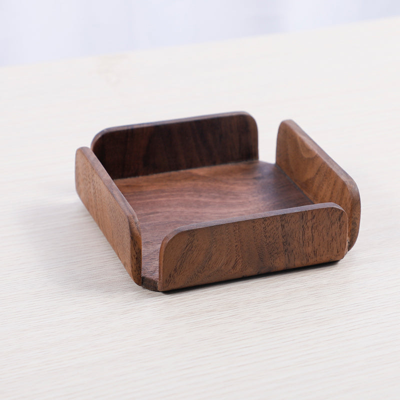 Petit plateau en noyer massif — rangement bureau et salle de bain