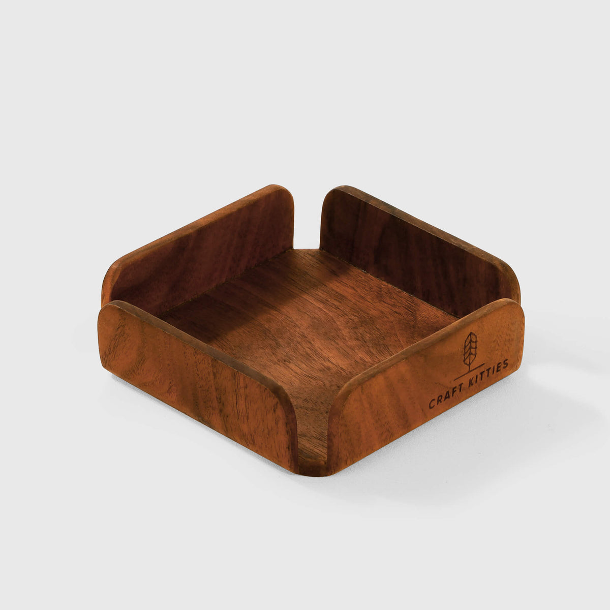 Petit plateau en noyer massif — rangement bureau et salle de bain