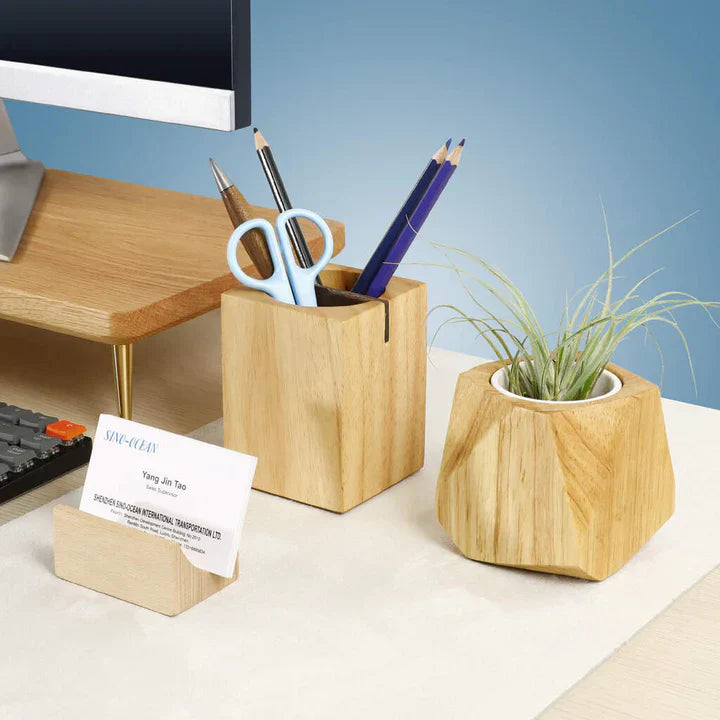 Porte-carte en bois chêne rouge — artisanal, déco bureau