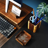 Porte-crayon bi-colore en bois — essences mixtes, bureau déco