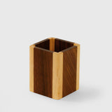 Pot à crayons bois noyer et érable — bureau design