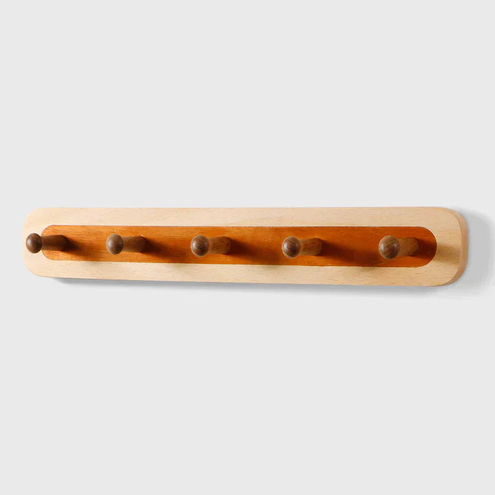 Lot de 5 crochets muraux en bois de noyer