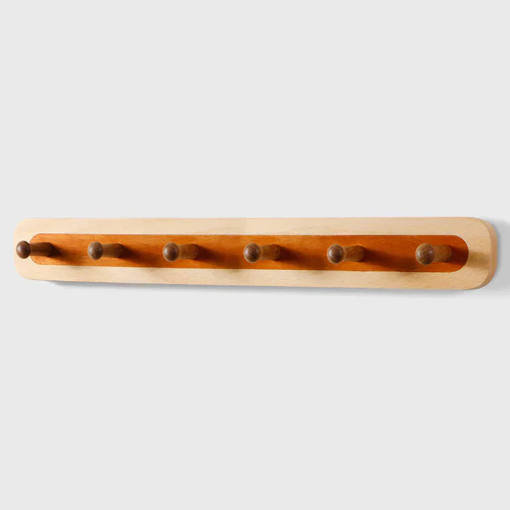 Lot de 6 crochets muraux en bois de noyer