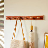 Porte-manteau mural 6 crochets en bois massif noyer noir