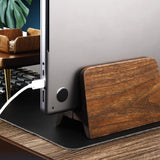Support MacBook vertical en bois de noyer — bureau épuré