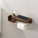 Porte-papier toilette bois chêne rouge avec étagère
