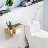 Porte-papier toilette bois chêne rouge avec étagère