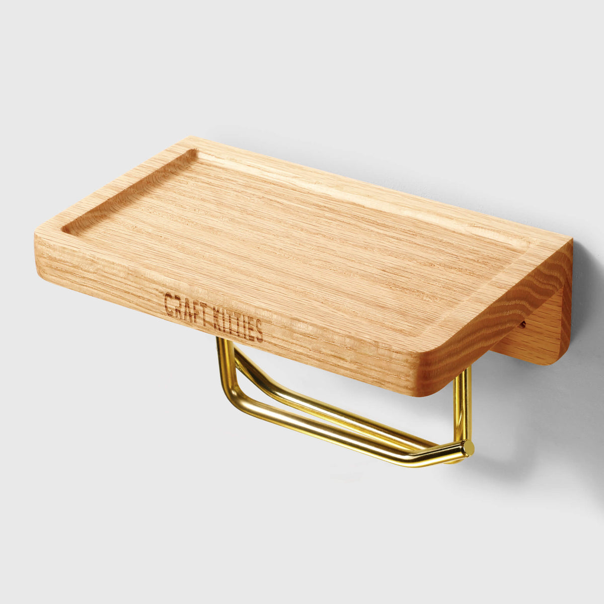 Porte-papier toilette bois noyer — double tube laiton