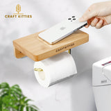 Porte-papier toilette chêne rouge — design moderne avec tablette
