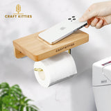 Porte-papier toilette noyer — double barre laiton antidérapant
