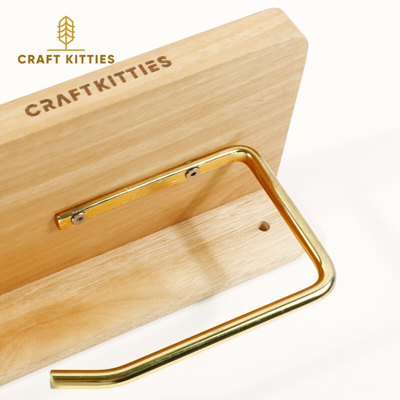 Porte-papier toilette chêne rouge — design moderne avec tablette
