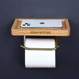 Porte-papier toilette noyer — double barre laiton antidérapant