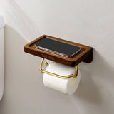 Porte-papier toilette bois noyer — double tube laiton