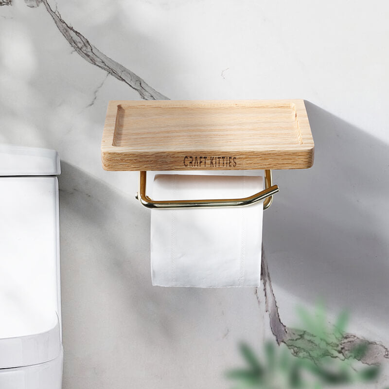Porte-papier toilette bois noyer — double tube laiton