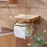 Porte-papier toilette chêne rouge — design moderne avec tablette