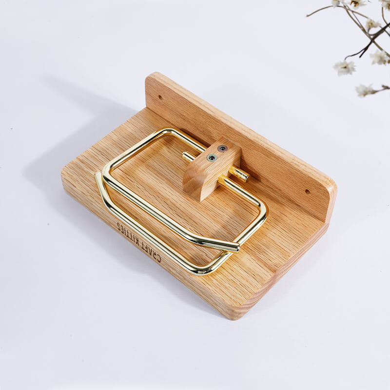 Porte-papier toilette bois noyer — double tube laiton