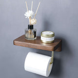 Porte-papier toilette chêne rouge — design moderne avec tablette