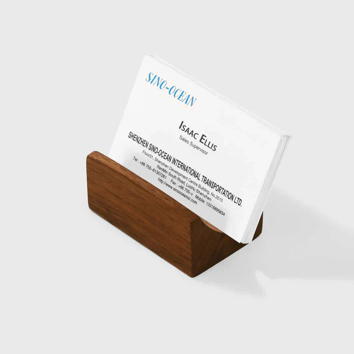 Porte-cartes de visite en bois noyer — artisanal, bureau déco