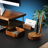 Porte-cartes de visite en noyer — design minimaliste fait main