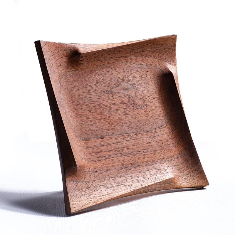 Plateau de service en noyer massif — Carré 18,5 cm