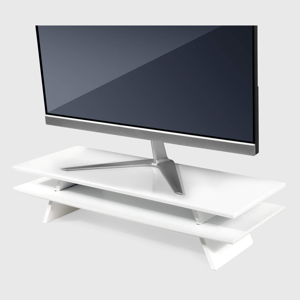 Support écran bois massif Airfoil blanc — bureau design