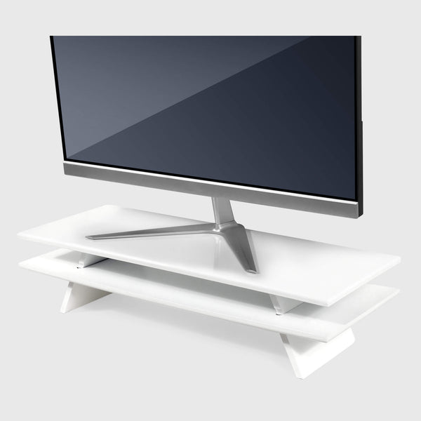 Support écran bois massif Airfoil blanc — bureau design