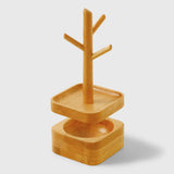 Vide-poche bois massif double étage — organiseur bureau