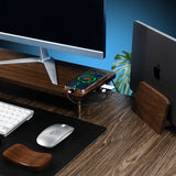 Support d'écran en bois de noyer avec ports USB
