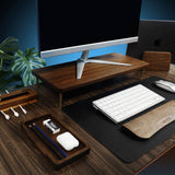 Support d'écran en bois de noyer avec ports USB