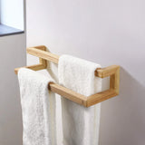 Porte-serviette double en bois massif chêne rouge