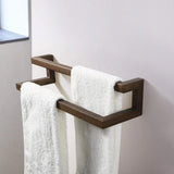 Porte-serviette double en bois massif noyer noir