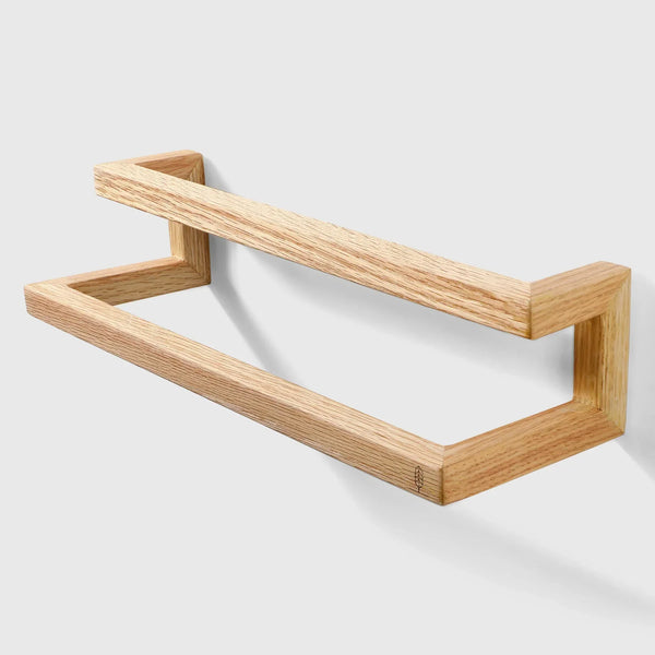 Porte-serviette double en bois massif chêne rouge