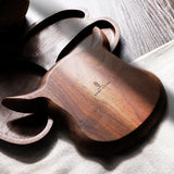 Assiette en bois de noyer en forme de vache | Plateau de service fait main | Cadeau parfait pour les amoureux des animaux
