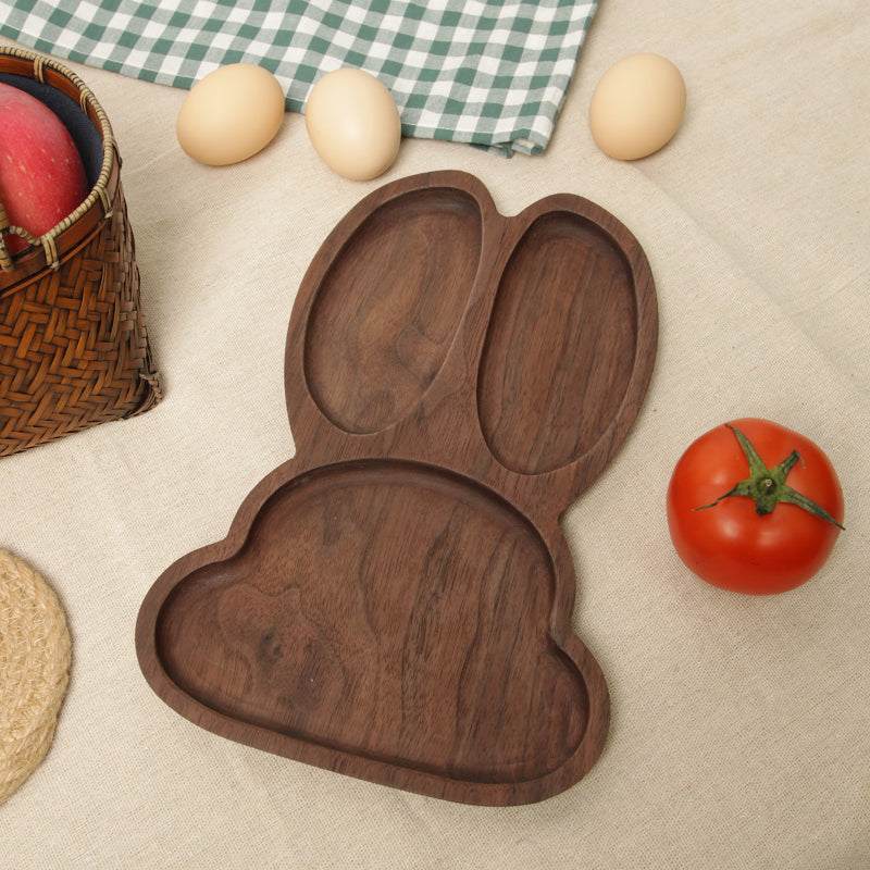 Assiette en noyer en forme de lapin | Plateau de service fait main | Cadeau idéal pour les amoureux des animaux