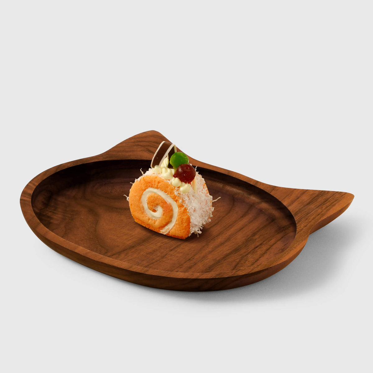 Assiette en noyer en forme de chat | Plateau de service fait main | Cadeau idéal pour les amoureux des animaux