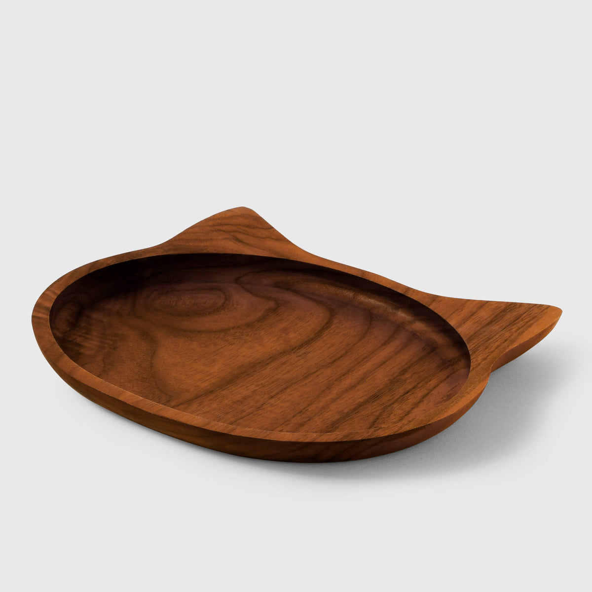Assiette en noyer en forme de chat | Plateau de service fait main | Cadeau idéal pour les amoureux des animaux