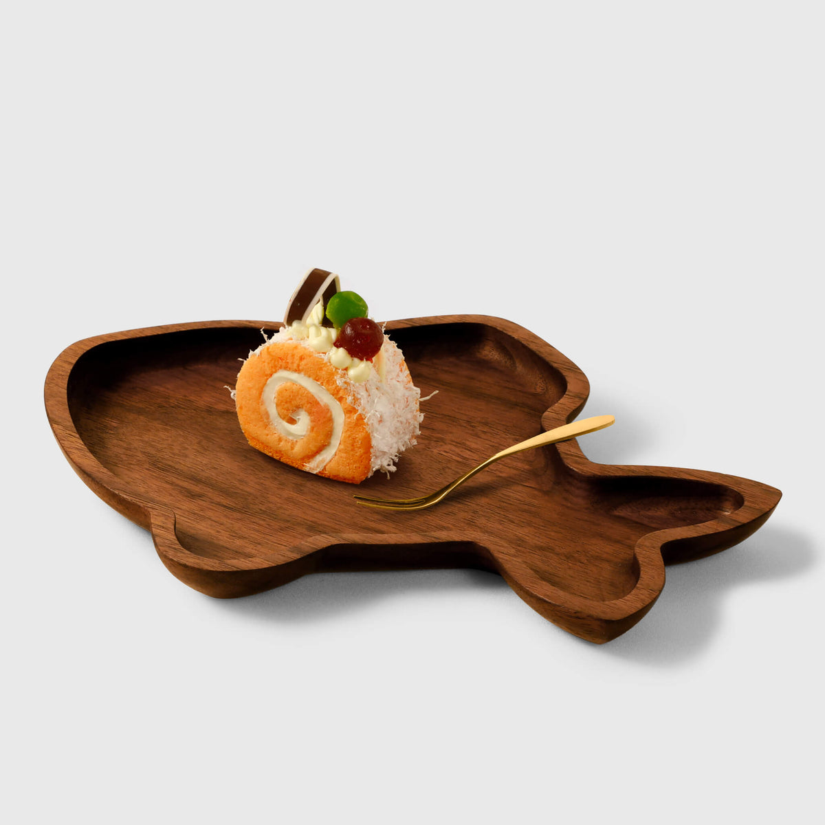 Assiette en noyer en forme de poisson | Plateau de service fait main | Cadeau idéal pour les amoureux des animaux