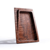 Plateau carré en noyer massif — Service & déco maison 14×20 cm