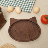 Assiette en noyer en forme de chat | Plateau de service fait main | Cadeau idéal pour les amoureux des animaux