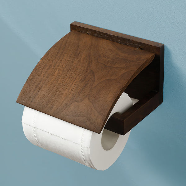 Porte-papier toilette mural en bois massif de noyer