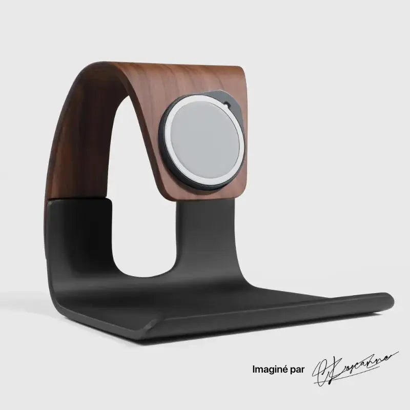 Support téléphone Cascade aspect bois — MagSafe & Android