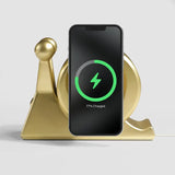 Chargeur induction escargot doré aspect bois