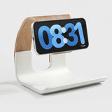 Support téléphone Cascade aspect bois — MagSafe & Android