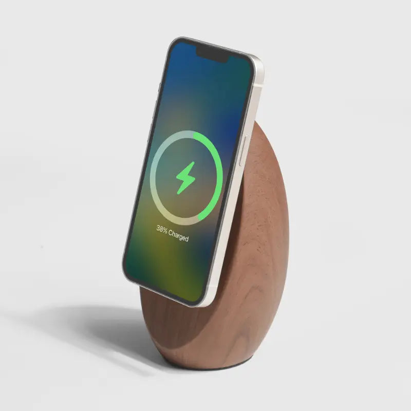 Chargeur induction Œuf noir aspect bois
