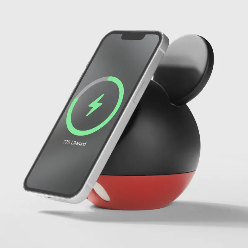 Chargeur sans fil MickeyBall aspect bois